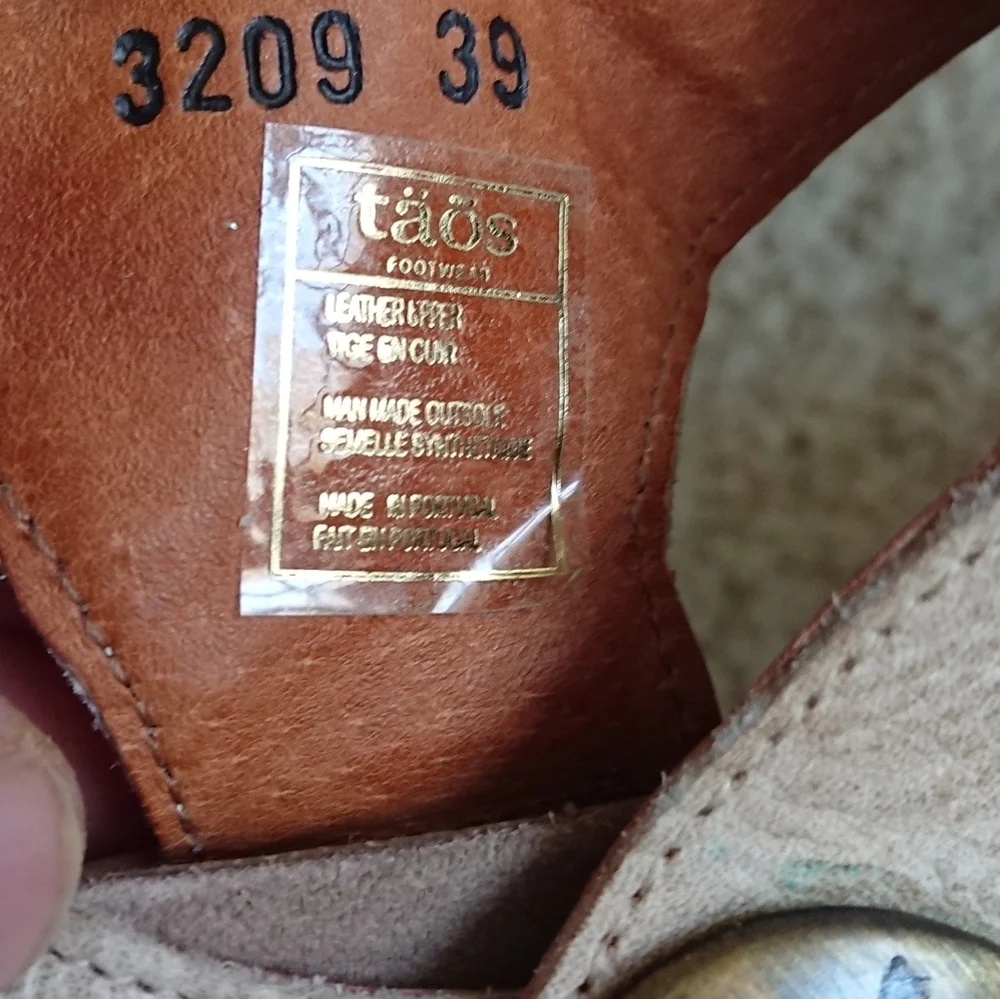 Taos Footwear the Carousel 3 Leather Ornamented Wedge Sandals size 8.5